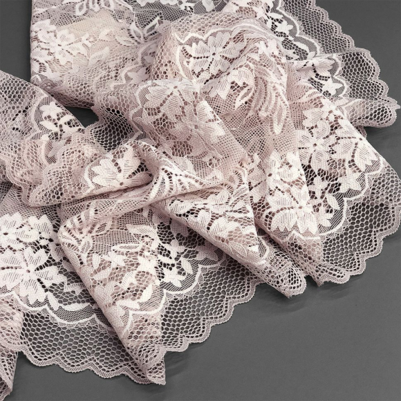 Кружево-стрейч KRUZHEVO арт.TBY.K28 шир.220мм цв.светло-розовый уп.10м
