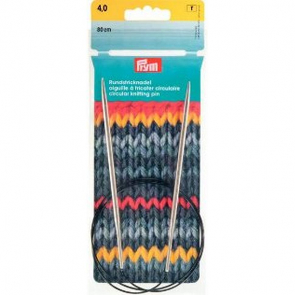 212184 PRYM Спицы круговые для вязания с гибкой черной леской 6мм 80см алюминий уп.1шт