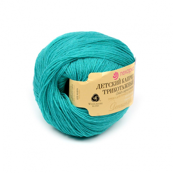 Пряжа для вязания ПЕХ Детский каприз трикотажный (50% мериносовая шерсть, 50% фибра) 5х50г/400м цв.581 св.изумруд