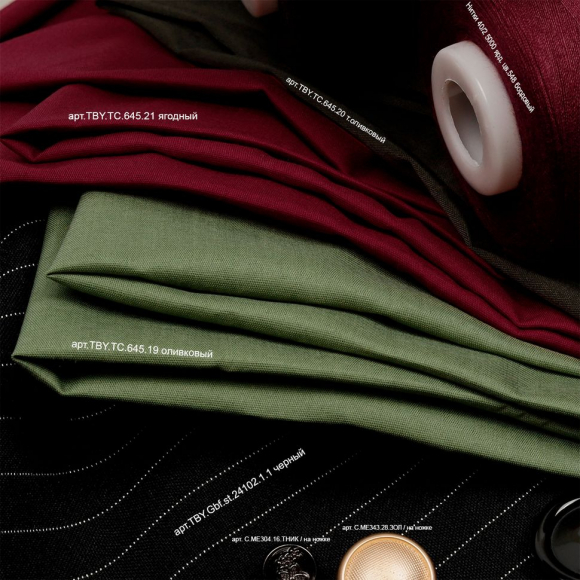 Ткань ТиСи поплин стрейч 110 г/м? 65% пэ, 33% хлопок, 2% спандекс шир.150 см арт.TBY.TC.21 цв.ягодный рул.25м