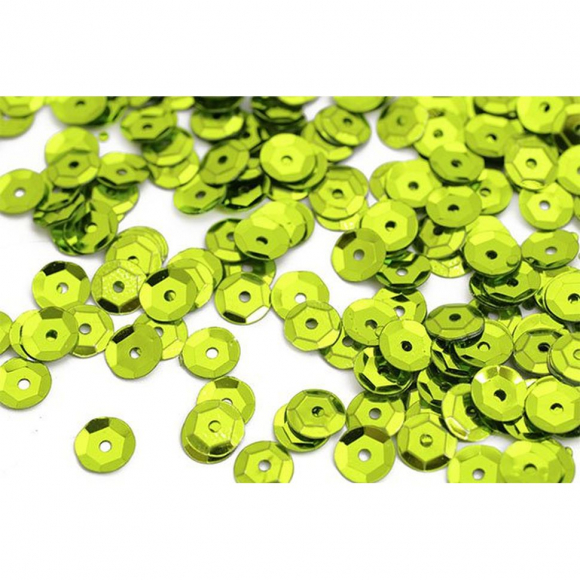 Пайетки россыпью арт.TBY-FLK032 8мм цв.10 салатовый уп.50г