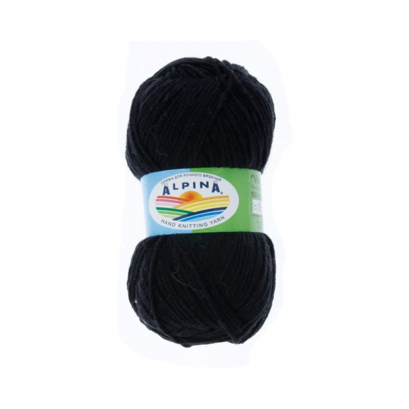 Пряжа ALPINA VERA (55% акрил, 45% хлопок) 5х100г/280м цв.02 черный Пряжа ALPINA VERA (55% акрил, 45% хлопок) 5х100г/280м цв.02 черный