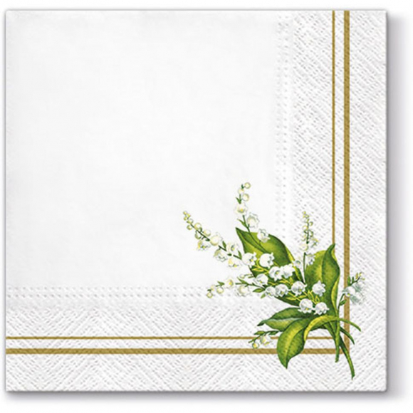 Салфетки трехслойные для декупажа, коллекция "Lunch"  PAW Decor Collection "Ландыши"