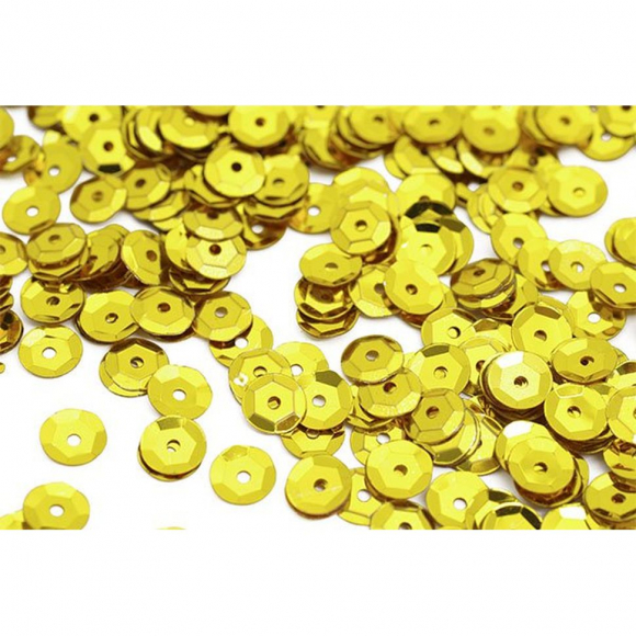 Пайетки россыпью арт.TBY-FLK032 8мм цв.A7 желтый уп.50г