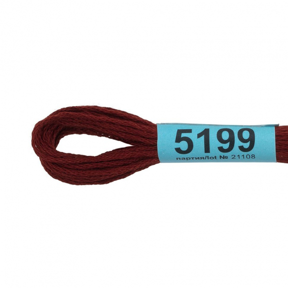 Нитки для вышивания Gamma мулине (3173-6115) 100% хлопок 24 x 8 м цв.5199 т.коричнево-красный