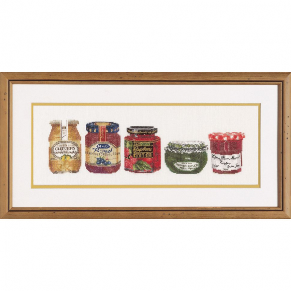 34993_Набор для вышивания "Баночки с джемом", канва лён 36 ct