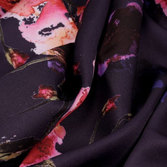 Ткань шелк Армани креп 90 г/м? 97% полиэстер, 3% лайкра шир.148 см арт.T.0403.1 цв.01 черный рул.25м