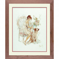 Набор для вышивания LANARTE арт.PN-0007951 Girl In Chair With Dog 39х49 см