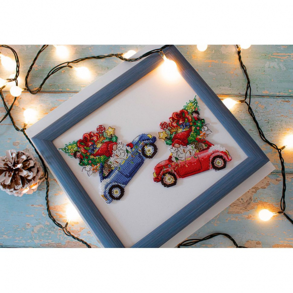 Набор для вышивания LUCA-S арт. JK035 Mашина с подарками 12х12 см Набор для вышивания LUCA-S арт. JK035 Mашина с подарками 12х12 см