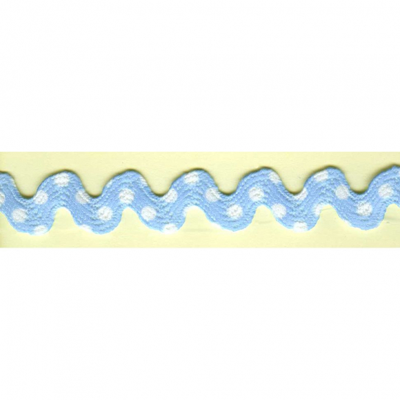 Тесьма-вьюнчик, 15 мм, голубой в белый горошек