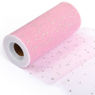 Фатин ср.ж. с блестками в шпульках, 100% ПЭ, арт.TBY.T665 шир.150мм цв.005 св.розовый уп.22,86м