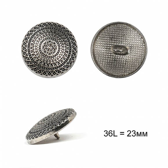 Пуговицы металлические С-ME315 цв.серебро 36L-23мм, на ножке, 12шт