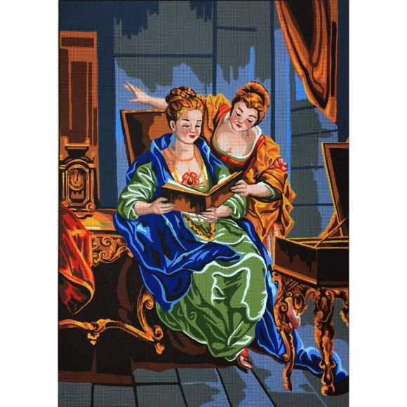 69879_Канва жесткая с рисунком "Читающие дамы"