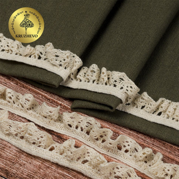 Тесьма вязаная KRUZHEVO на резинке 17мм TBY-5236 цв.01 натуральный уп.10м