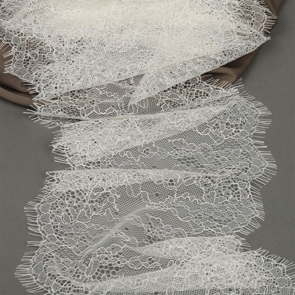 Кружево реснички KRUZHEVO арт.TBY A88 шир.170мм цв.F102 молочный уп.3м