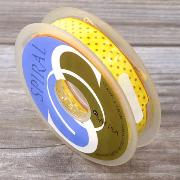 81506_Лента с рисунком SAFISA, 15 мм, 15 м, цвет 32, желтый