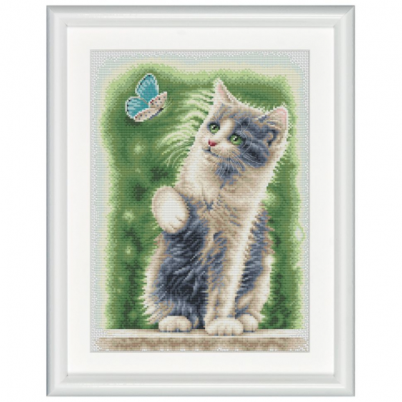 184512_Набор для вышивания "Котик с бабочкой", канва Aida 14 ct 184512_Набор для вышивания "Котик с бабочкой", канва Aida 14 ct