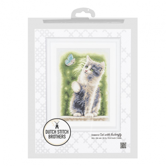 184512_Набор для вышивания "Котик с бабочкой", канва Aida 14 ct 184512_Набор для вышивания "Котик с бабочкой", канва Aida 14 ct