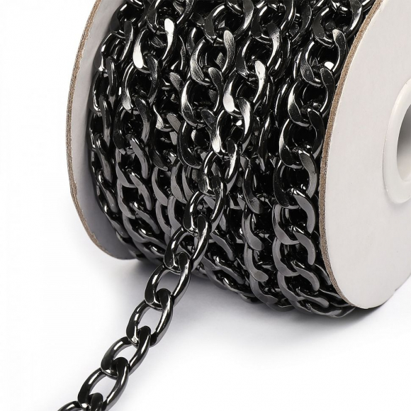 Цепочка 10х14х2,4мм, TBY-1945-2 металл цв.черный никель рул.10м