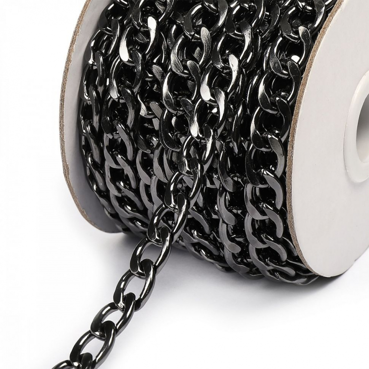 Цепочка 10х14х2,4мм, TBY-1945-2 металл цв.черный никель рул.10м