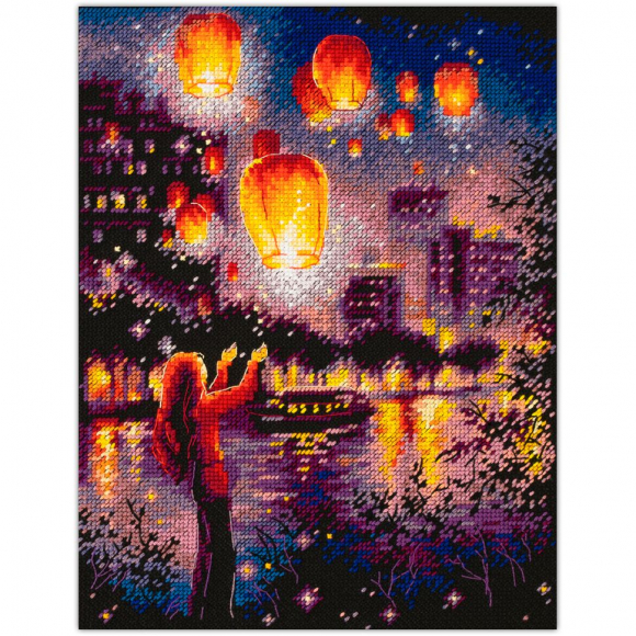 Набор для вышивания ЧУДЕСНАЯ ИГЛА PREMIUM арт.350-761 Фонарики желаний 20х27 см Набор для вышивания ЧУДЕСНАЯ ИГЛА PREMIUM арт.350-761 Фонарики желаний 20х27 см