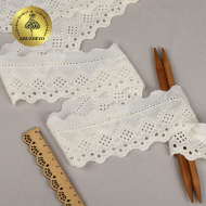 Кружево шитье хлопок KRUZHEVO арт.TBY.0190 шир.6мм цв.F102 молочный, уп.13,71м