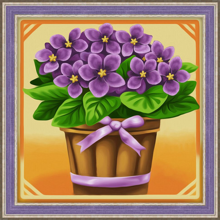 Набор для изготовления картин АЛМАЗНАЯ ЖИВОПИСЬ арт.АЖ.1637 Фиалки 15х15 см