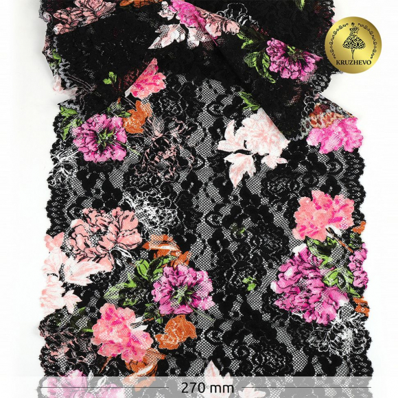 Кружево-стрейч KRUZHEVO арт.TBY.OG54 шир.270мм цв.мульти уп.10м Кружево-стрейч KRUZHEVO арт.TBY.OG54 шир.270мм цв.мульти уп.10м