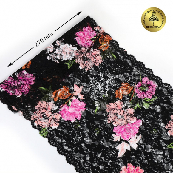 Кружево-стрейч KRUZHEVO арт.TBY.OG54 шир.270мм цв.мульти уп.10м Кружево-стрейч KRUZHEVO арт.TBY.OG54 шир.270мм цв.мульти уп.10м