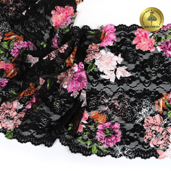 Кружево-стрейч KRUZHEVO арт.TBY.OG54 шир.270мм цв.мульти уп.10м Кружево-стрейч KRUZHEVO арт.TBY.OG54 шир.270мм цв.мульти уп.10м