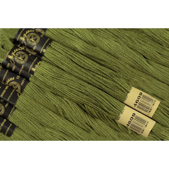Нитки мулине цв.4609 зеленый 12х10м С-Пб