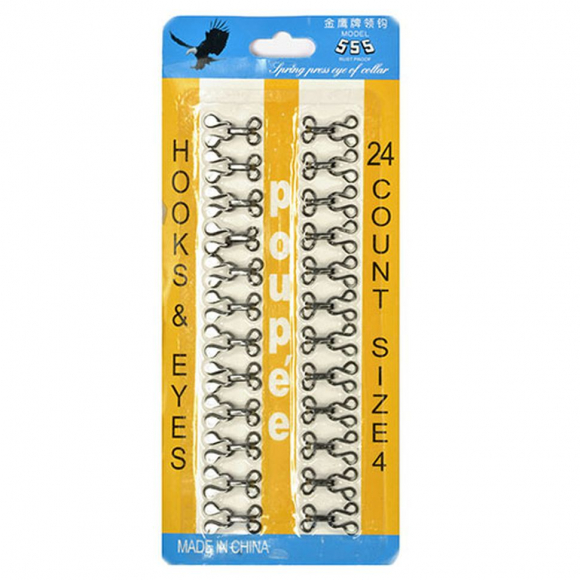 Крючки пришивные в блистере №4 (23х12мм) TBY-HIB цв. никель черный, 24 шт