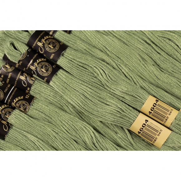 Нитки мулине цв.4604 оливковый 12х10м С-Пб