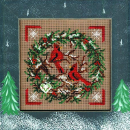 Набор для вышивания MILL HILL Кардиналы с венком 12,7х12,7 см