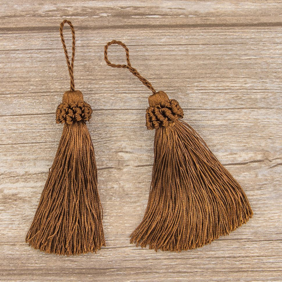 183445_Кисть декоративная на шнуре, длина 95 мм, цвет шоколадный