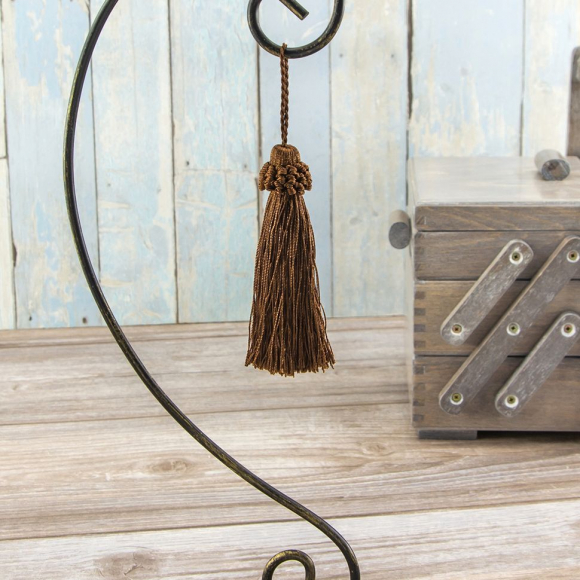 183445_Кисть декоративная на шнуре, длина 95 мм, цвет шоколадный