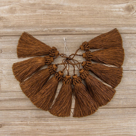 183445_Кисть декоративная на шнуре, длина 95 мм, цвет шоколадный