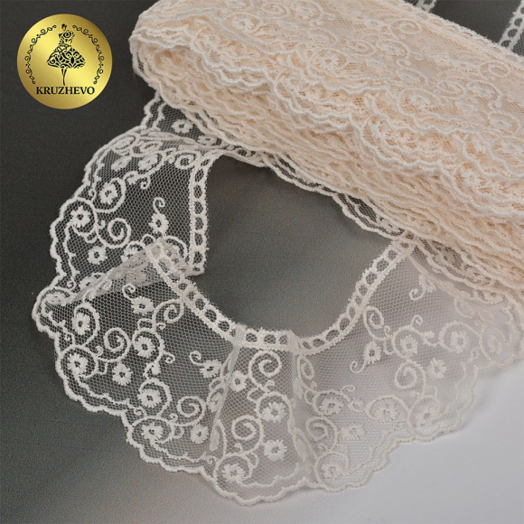 Кружево на сетке KRUZHEVO арт.TR.4886 шир.45мм цв.375 персик уп.14м Кружево на сетке KRUZHEVO арт.TR.4886 шир.45мм цв.375 персик уп.14м