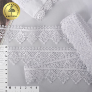 Кружево гипюр KRUZHEVO арт.4G8084 шир.40мм цв.01 белый уп.9м