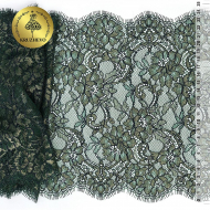 Кружево реснички KRUZHEVO арт.TBY.B4 шир.240мм цв.зеленый с золотом уп.3м