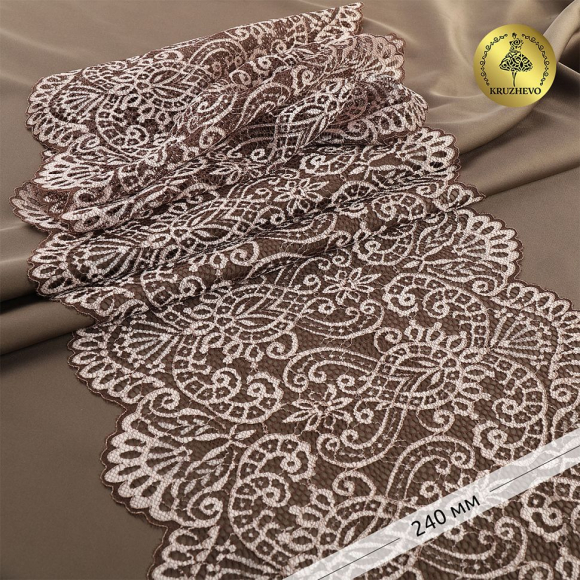 Кружево-стрейч KRUZHEVO арт.TBY.40992 шир.225мм цв.бежевый уп.25м Кружево-стрейч KRUZHEVO арт.TBY.40992 шир.225мм цв.бежевый уп.25м
