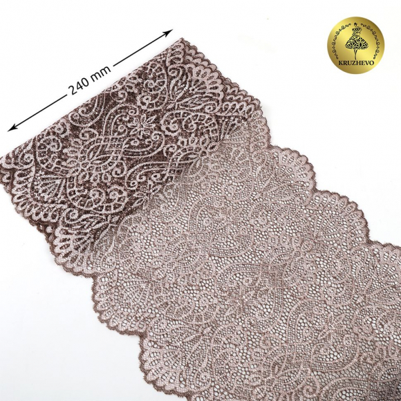 Кружево-стрейч KRUZHEVO арт.TBY.40992 шир.225мм цв.бежевый уп.25м Кружево-стрейч KRUZHEVO арт.TBY.40992 шир.225мм цв.бежевый уп.25м