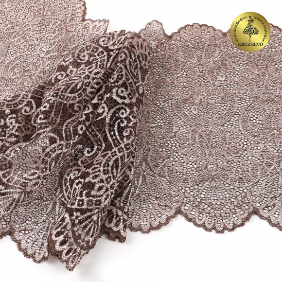 Кружево-стрейч KRUZHEVO арт.TBY.40992 шир.225мм цв.бежевый уп.25м Кружево-стрейч KRUZHEVO арт.TBY.40992 шир.225мм цв.бежевый уп.25м