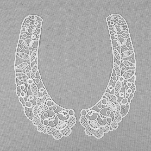 Воротник гипюр KRUZHEVO арт.TR.24GY04 25х7см цв.белый уп.25 компл