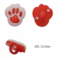 Пуговицы пластик Лапка TBY.P-2020 цв.03 красный 20L-12,5мм, на ножке, 400 шт