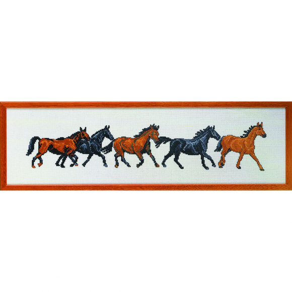 Набор для вышивания PERMIN арт.70-8495 Ряд коней 59х16 см
