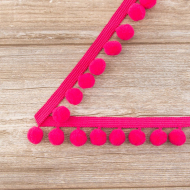 75675_Тесьма с помпонами, диаметр 20 мм, цвет тёмно-красный