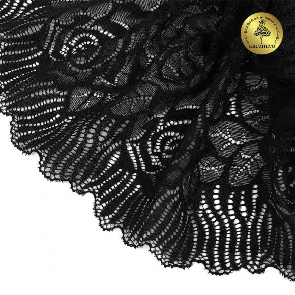 Кружево-стрейч KRUZHEVO арт.TBY.OG91 шир.185мм цв.черный уп.10м Кружево-стрейч KRUZHEVO арт.TBY.OG91 шир.185мм цв.черный уп.10м