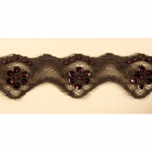 Кружево-трикотаж арт.ТВД-043353C с бисером и пайетками шир.45мм цв.коричневый уп.20м