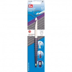 218490 PRYM Крючок для вязания Prym ergonomics 17см 8мм пластик уп.1шт белый/фиолетовый